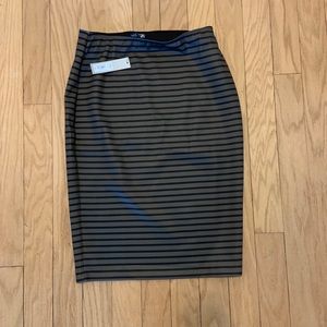 Black & Green Striped Pencil Skirt